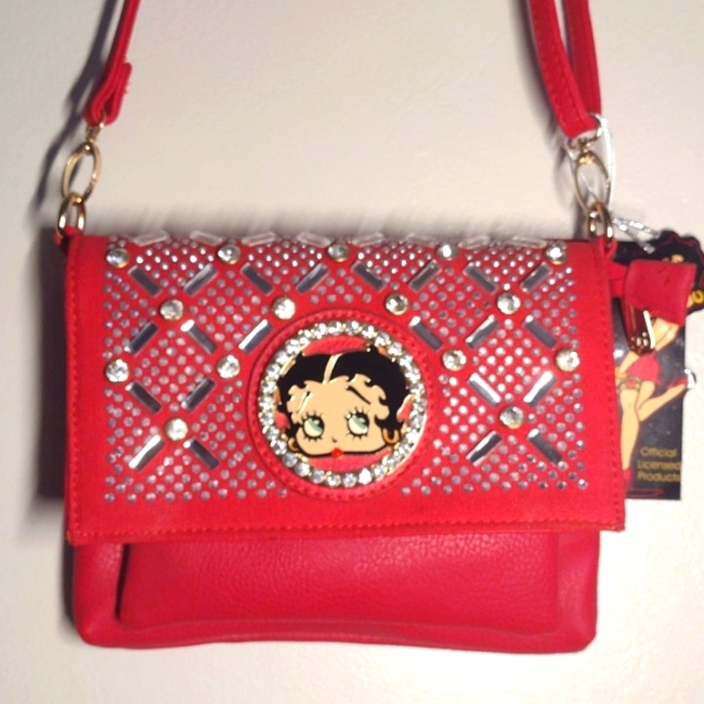 Red Betty Boop Purse Rhinestones and Bling